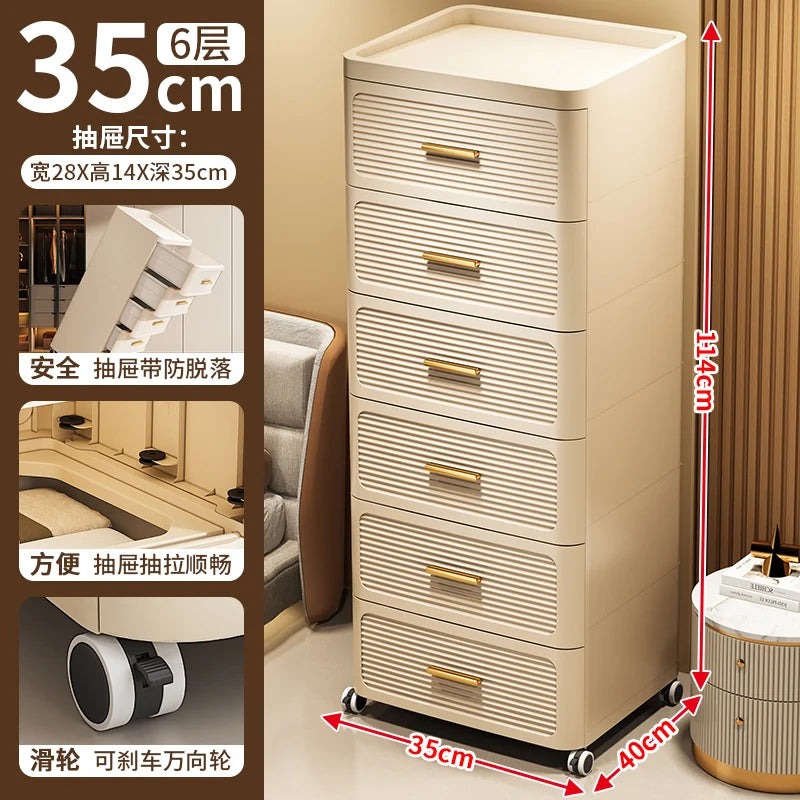 Modern Minimalist Nightstand with Drawers|Faux Wood Bedside Storage Cabinet Movable Bedroom Organizer Space-Saving HomeFurniture Aimak Store