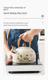 3L Whistling Kettle Teapot Floral Enameled Universal Teapot Water Kettle Large Capacity Thickened Coffee Pot Aimak Store