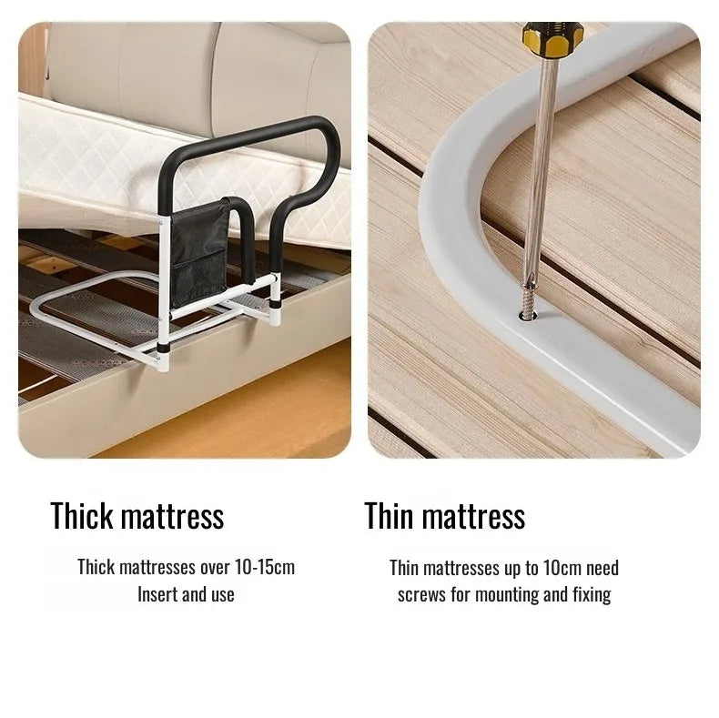 Bedside Guardrail for Elderly/Pregnant Women, Stainless Steel Bed Side Rail Protection Device, Adult Bed Handrail for Most Bed Aimak Store