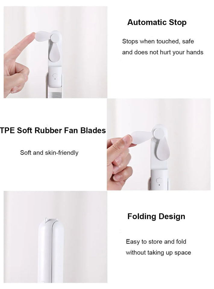 Portable Fan 2000mAh USB Rechargeable 3 Speed Mini Handheld Foldable Fan Hand Held Small Pocket Travel Fan with Handy Power Bank Aimak Store