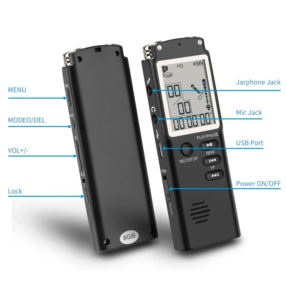 16GB/32GB/64GB Voice Recorder USB Professional 96h Dictaphone Noise Reduction Digital Audio Voice Recording with WAV,MP3 Player Aimak Store