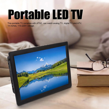 14-Inch Portable Rechargeable Digital TV for Car - ATSC, Screen Share, EU Plug (110-220V)