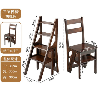 Solid Wood Ladder Chair Household Ladder Chair Folding Dual-use Ladder Stool Indoor Climbing Pedal Stair Multi-function