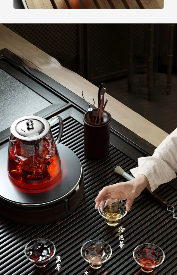 Heat Resistant Glass Teapot with Stainless Steel Tea Strainer Infuser Flower Kettle Kung Fu Teaware Set Puer Oolong Pot Aimak Store