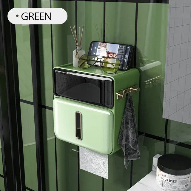 Paper Towel Toilet Paper Holder Waterproof Tissue Box Wall Mount Storage Shelf Rack Paper Storage Box Bathroom Accessories Aimak Store