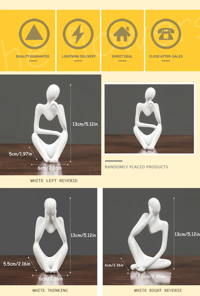 3pcs/set Abstract Thinker Statue Resin Sculpture Micro Thinker Figure European Office Home Decoration Accessories Aimak Store