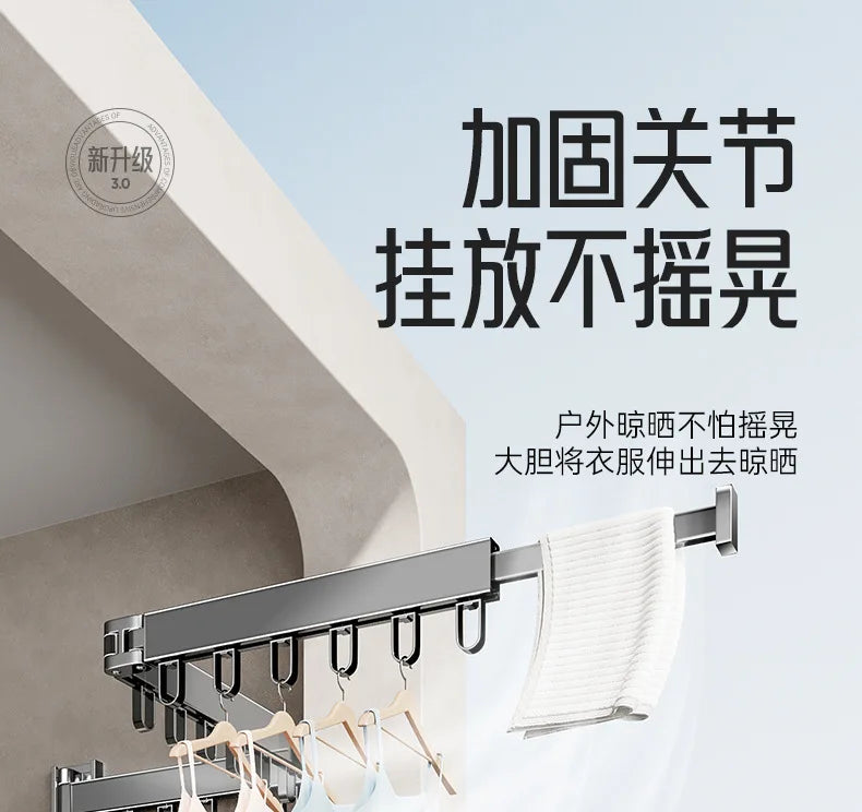 Foldable No Drill Wall Mounted Clothes Drying Rack, Indoor Outdoor Retractable Hanger, Space-Saving Design for Balcony Aimak Store