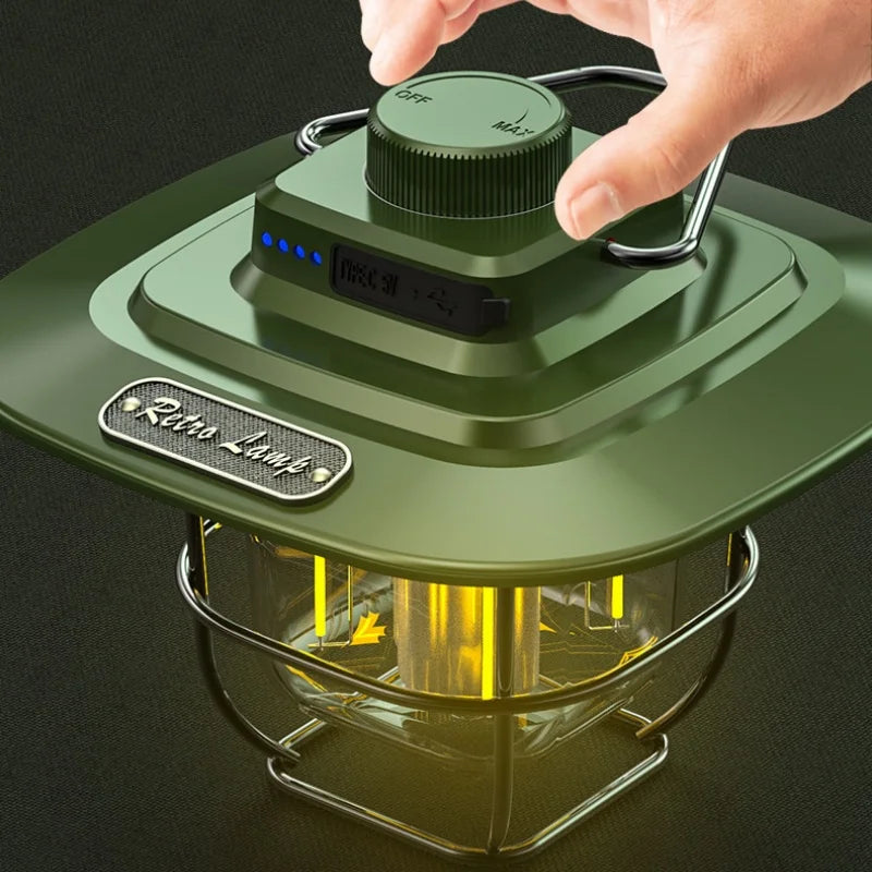 LED Camping Lamp Retro Hanging Tent Lamp Waterproof Dimmable Camping Lights USB Recharge Emergency Light Lantern for Outdoor Aimak Store