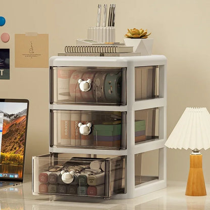 Stackable Desktop Storage Box with Dustproof Drawer Office Desk Storage Box Cosmetic Box Stationery Supplies Debris Storage Rack