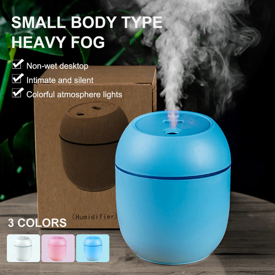 USB Portable Air Humidifier 250ML Essential Oil Diffuser 2 Modes Auto Off with LED Light for Home Car Mist Maker Face Steamer Aimak Store