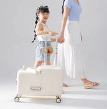 Travel suitcases can sit and ride children's luggage new lazy walking children trolley case boys girls wooden horse suitcase Aimak Store