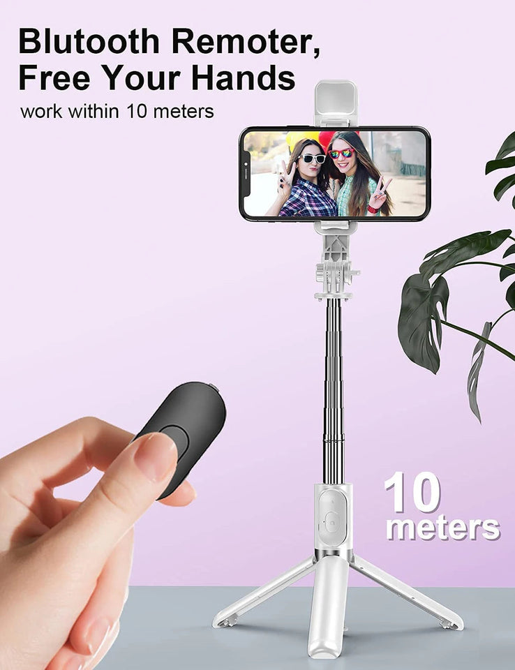 Wireless Bluetooth Selfie Stick Foldable Portable Tripod with Fill Light Shutter Remote Control for Android iPhone Smartphone Aimak Store