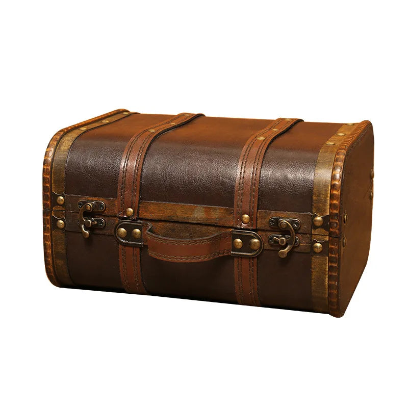 Antique style Wooden Storage Box Medieval Suitcase Treasure Chest Necklaces Art Collection Jewelry Organizer Gift Box With Lock Aimak Store