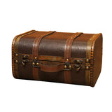 Antique style Wooden Storage Box Medieval Suitcase Treasure Chest Necklaces Art Collection Jewelry Organizer Gift Box With Lock Aimak Store