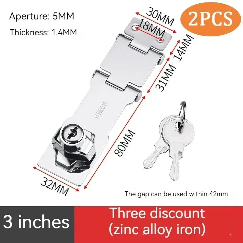 No Punching Three-fold Drawer Two-fold Lock Plate Buckle 90°180° Installation Wooden Door Sliding Door Wardrobe File Cabinet Aimak Store