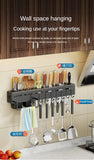 Stainless Steel Frame Wall Mounted Knife Holder Kitchen Nail Free Storage Rack Knife With Hook Kitchen Cabinet Storage Rack Aimak Store