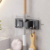 Mop and Broom Organizer Mop Holder Rack Mop Holder Wall Mounted Strong Broom Mop Holder Shelf with Hooks Organizers Hang Broom Aimak Store