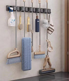 Mop and Broom Organizer Mop Holder Rack Mop Holder Wall Mounted Strong Broom Mop Holder Shelf with Hooks Organizers Hang Broom Aimak Store