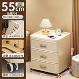 Modern Minimalist Nightstand with Drawers|Faux Wood Bedside Storage Cabinet Movable Bedroom Organizer Space-Saving HomeFurniture Aimak Store