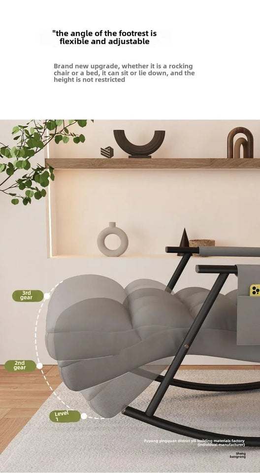 Modern Folding Rocking Chair for Adults Luxury Lite Recliner with Adjustable Backrest Balcony Lounges, Living Rooms Relaxation Aimak Store