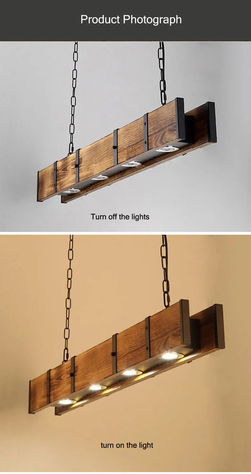 Old Style American Vintage Attic Wooden Pendent Lamp Dining Room Bar Table Clothing Store Industrial Pendant Lamp Led Lighting Aimak Store