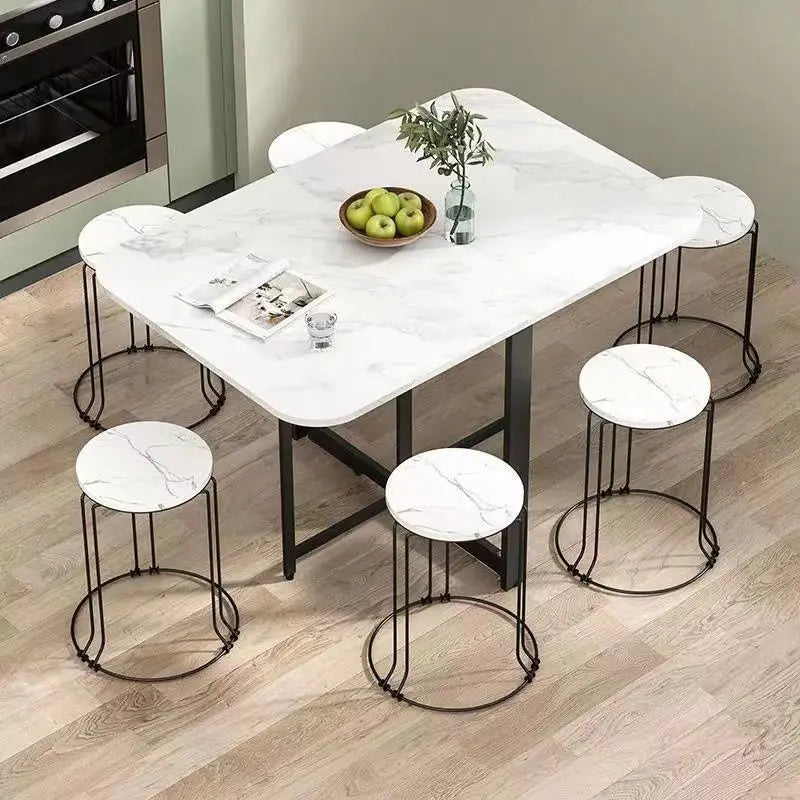 Joylove Folding Dining Table Home Imitation Rock Board Ultra-thin Multi-functional Combination Dining Table Multi-person Table Aimak Store