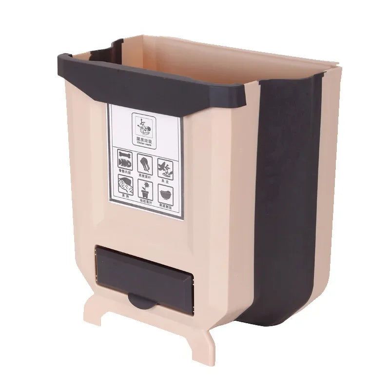 Wall Mounted Hanging Cabinet Rubbish Waste Bin Container Folding Kitchen Trash Can Garbage Storage Box Bags Aimak Store