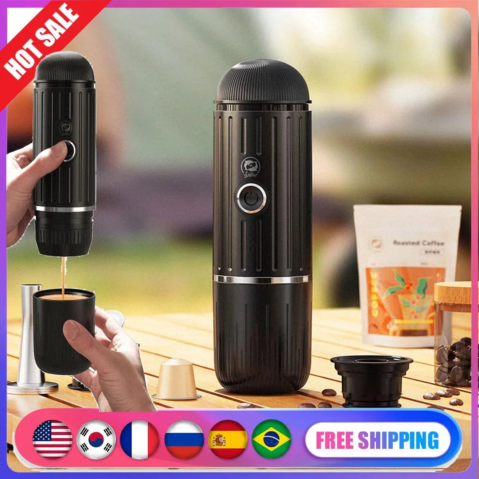 Portable Coffee Maker Electric Espresso Machine Compatible with Capsule & Ground Coffee Capsules Coffee Maker 2 In 1 for Hiking Aimak Store