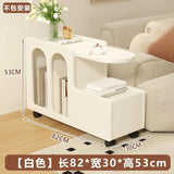 Movable Side Table with Storage Rack Cream Style End Table for Sofa Coffee Table Bedroom and Living Room Aimak Store