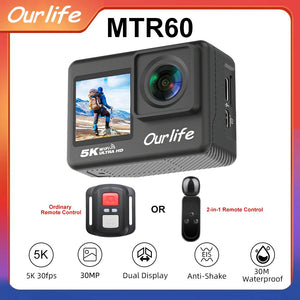 Ourlife MTR60 Pro 5K Action Camera 2 inch IPS Touch Screen 170° 30M Waterproof WiFi 5X Zoom Action Helmet Sports Camera With EIS Aimak Store
