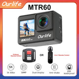 Ourlife MTR60 Pro 5K Action Camera 2 inch IPS Touch Screen 170° 30M Waterproof WiFi 5X Zoom Action Helmet Sports Camera With EIS Aimak Store
