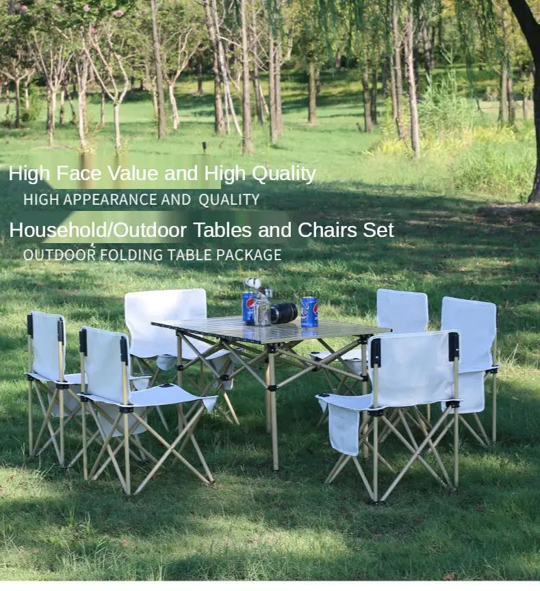 Portable Outdoor Table and Chair Set Folding Picnic Table Self-driving Camping Table Aluminum Alloy Car Egg Roll Table