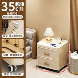 Modern Minimalist Nightstand with Drawers|Faux Wood Bedside Storage Cabinet Movable Bedroom Organizer Space-Saving HomeFurniture Aimak Store