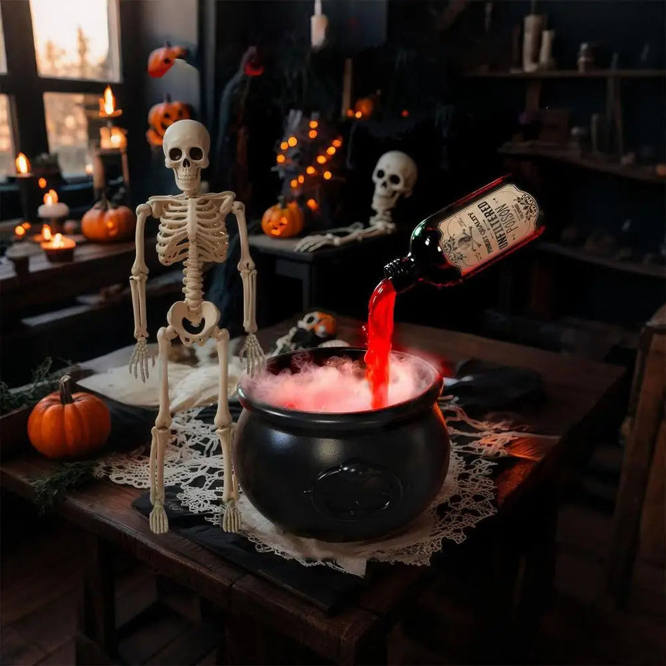 Halloween Cauldron Potion with Floating Potion Bottles and Diffuser floating potion bottles and skull-shaped Festive Spooky Prop Aimak Store