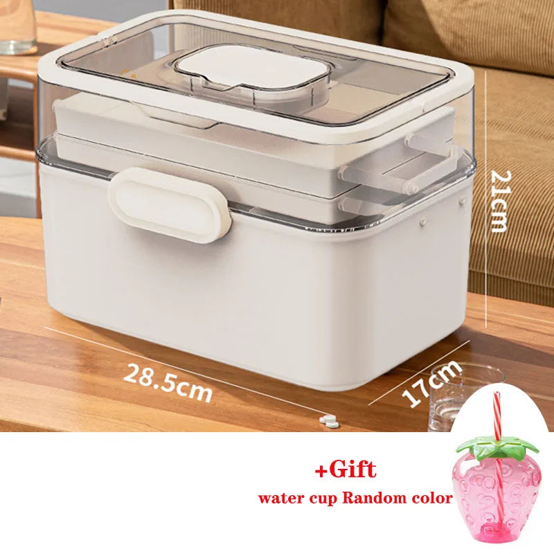 Household Medicine Box Large-capacity Medicine Multi-layer Sorting Storage Box Portable Storage Box for Groceries Aimak Store
