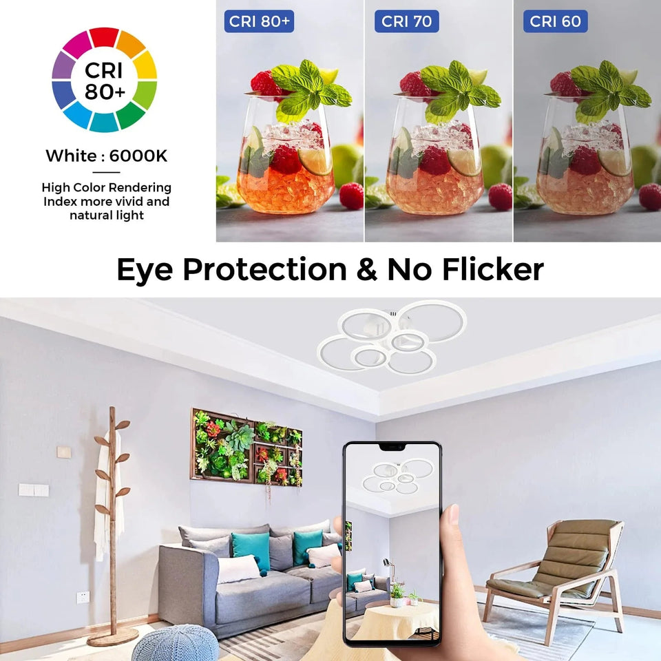 Modern LED Chandelier Home Lighting Ring Ceiling Mount Chandelier Living Room Bedroom Lighting lustre Ceiling pendant lamp Aimak Store