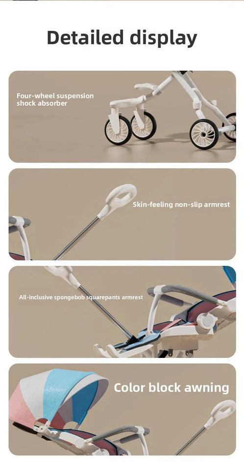 Ultra-light Foldable Baby Stroller Child High Viewpoint Sit-Lie Baby Pushchair Infant Pram Toddler Walker Kids Wheelbarrow Aimak Store
