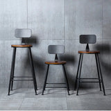 American Style Iron Bar Chair Coffee Shop Milk Tea Shop High Chairs Retro Backrest Seat Solid Wood Sitting Face Counter Stool Aimak Store