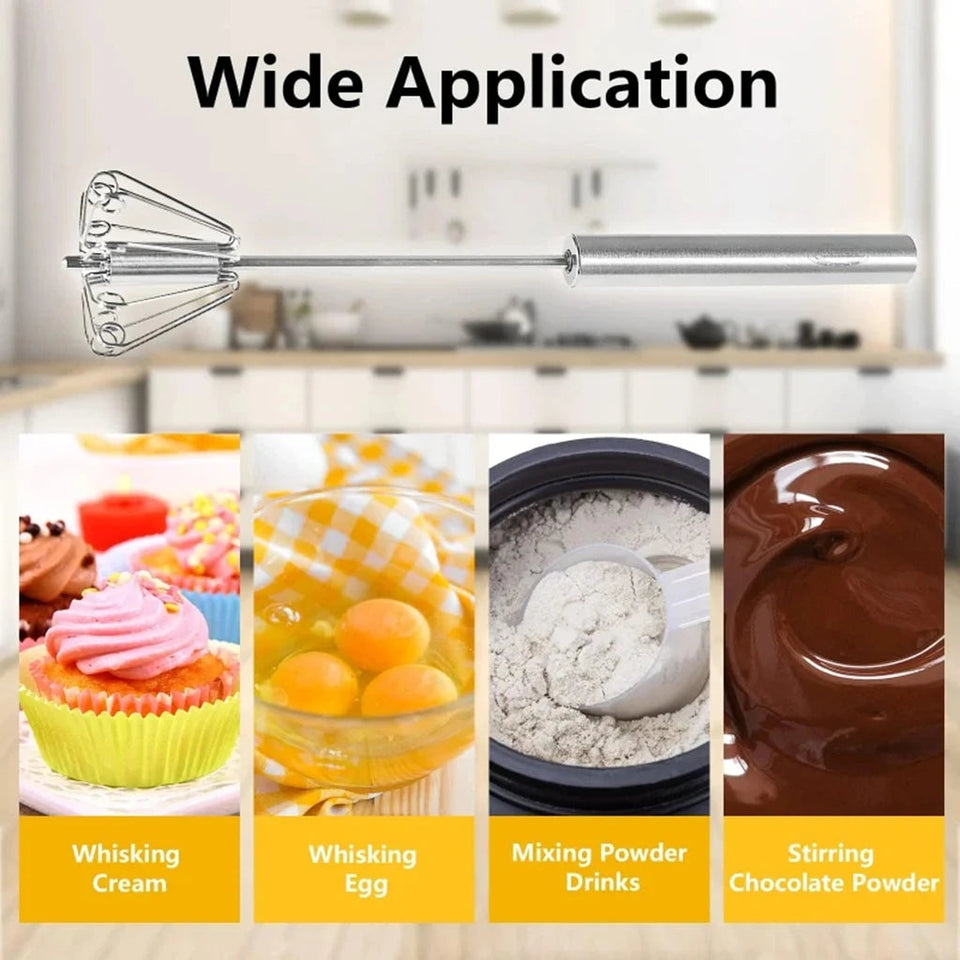 Semi Automatic Mixer Whisk Egg Beater Stainless Steel Manual Hand Mixer Self-Turning Cream Utensils Kitchen Mixer Egg Tools Aimak Store