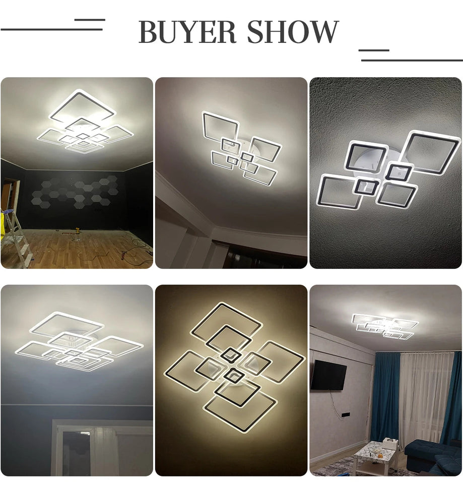 Nordic Pendant Light Ceiling Lamp Modern square LED Chandelier Suitable for Bedrooms Living Rooms Kitchen Dining Lighting Decor Aimak Store