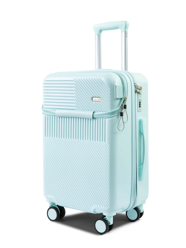 Fashionable semi open rechargeable striped simple large capacity luggage compartment with side hooks and universal wheels Aimak Store