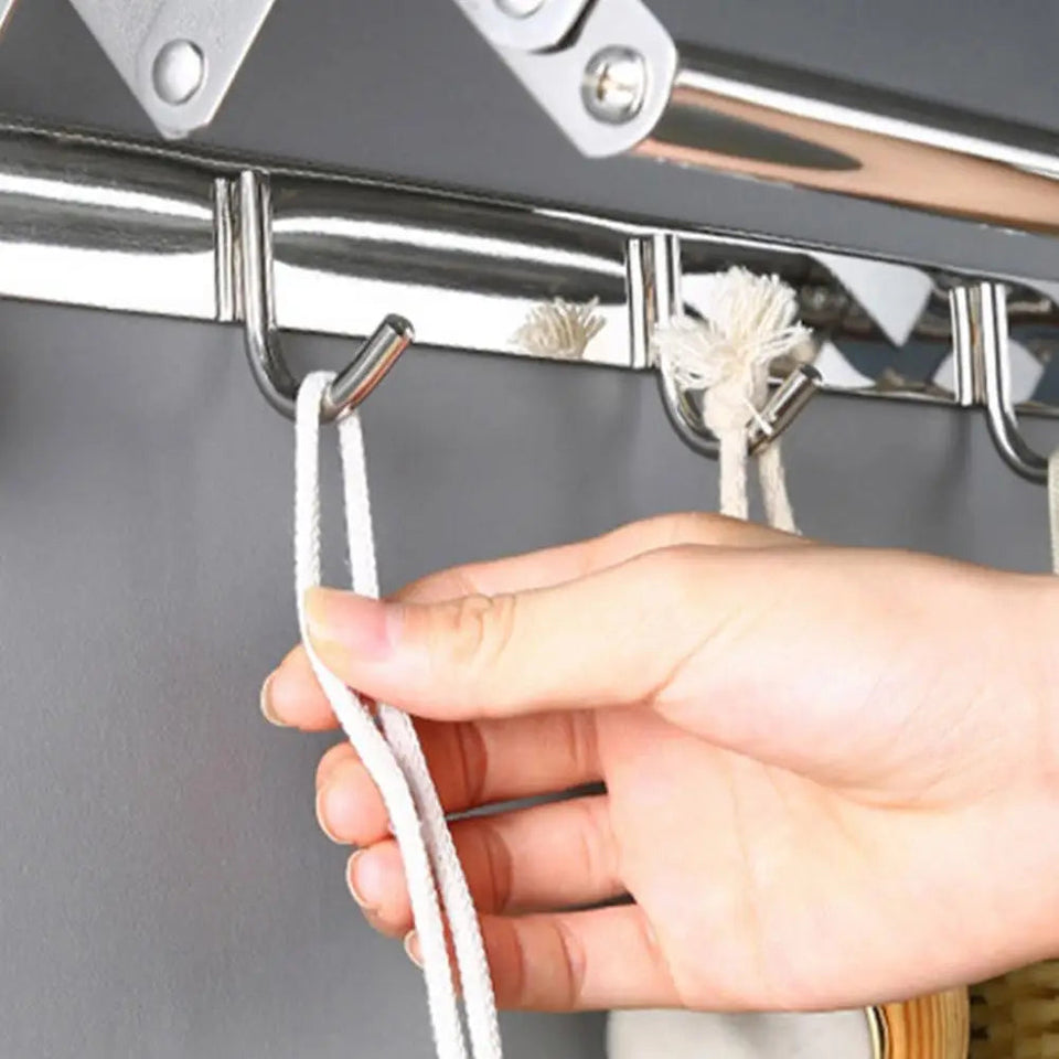 Foldable Clothes Drying Rack Wall-Mounted Clothes Towel Rack Corrosion Resistant Expandable Retractable Bathroom Laundry Rack Aimak Store