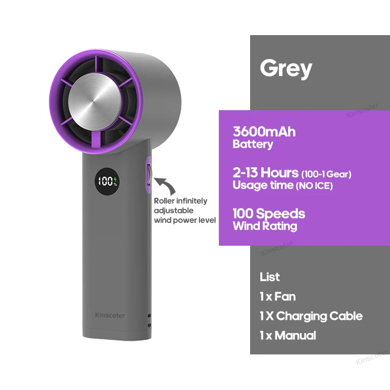 KINSCOTER Portable Handheld Turbo Fan 100 Wind Speeds Adjustable Mini Personal Fan Battery Operated Electric Eyelash Fan Aimak Store