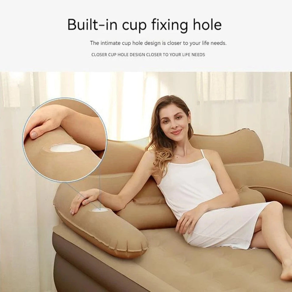 2 Persons Inflatable Mattress Camping Folding Home Indoor Outdoor Air Cushion 48cm High Bed Lazy Laying Soft Skin-friendly Aimak Store