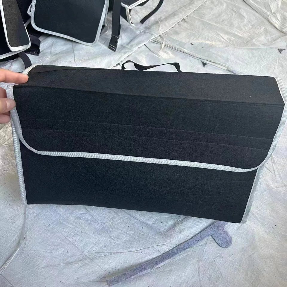 Spacious Canvas Car Storage Box Trunk Organizer with Felt Cloth Interior - Car Interior Tidying Container for Easy Storage Aimak Store