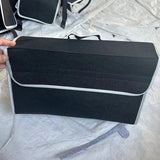 Spacious Canvas Car Storage Box Trunk Organizer with Felt Cloth Interior - Car Interior Tidying Container for Easy Storage Aimak Store
