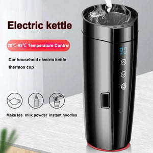 2 in 1 Car Household Electric Kettle Smart Electric Heating Thermos Cup Portable 12V 24V 220V Universal Electric Kettle Aimak Store