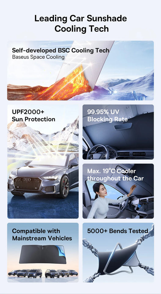 Baseus DT1 Car Sunshade Windshield Cover Folding Car Front Window UV Sun Protection for Summer Sun Shade Curtain Protector Aimak Store