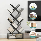 9 Tier Tree Bookshelf with Storage Cabinet,Stylish Design Metal Bookcase for Display of CDs, Bookcases Aimak Store