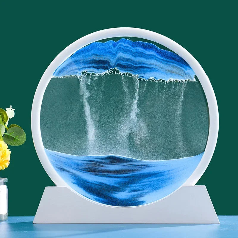 3D Moving Sand Art Nordic Creative Oranment Liquid Hourglass Flowing Sand Sandscape Round Quicksand Painting Home Decor Gifts Aimak Store